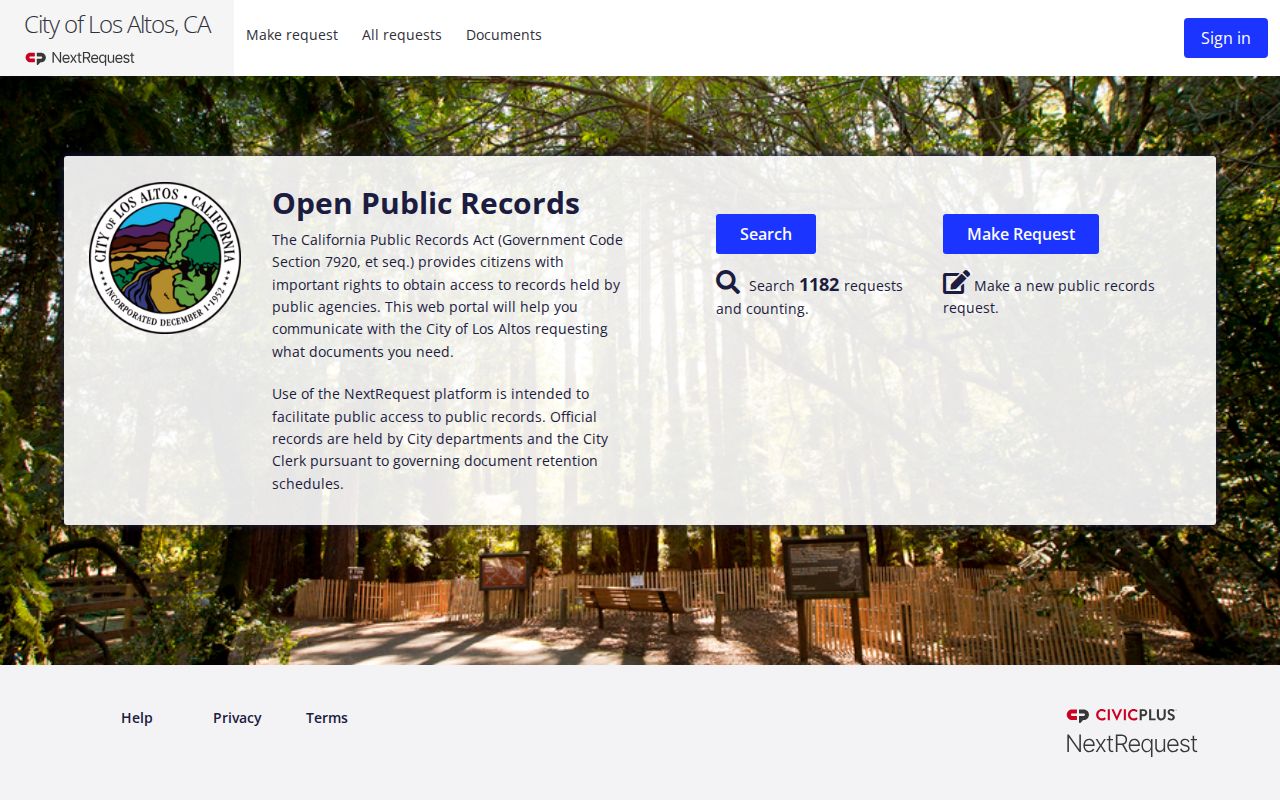 Los Altos people search through the NextRequest records portal