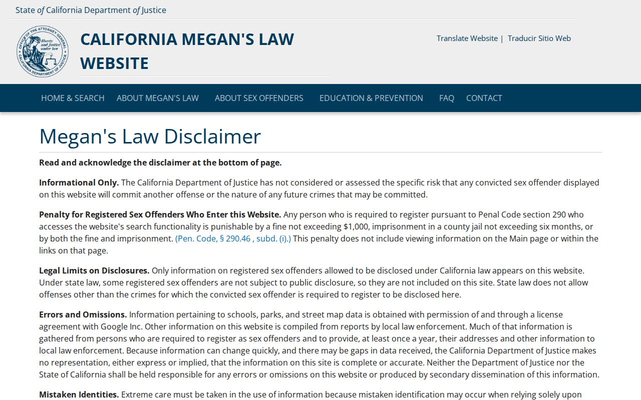 Los Altos people directories California Megan's Law registry search