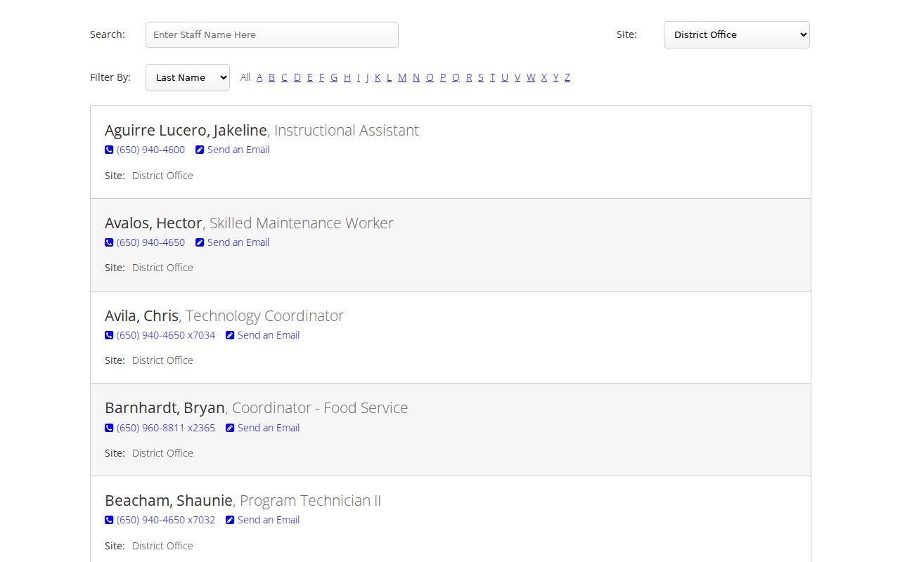 Los Altos people directories MVLA staff directory entries