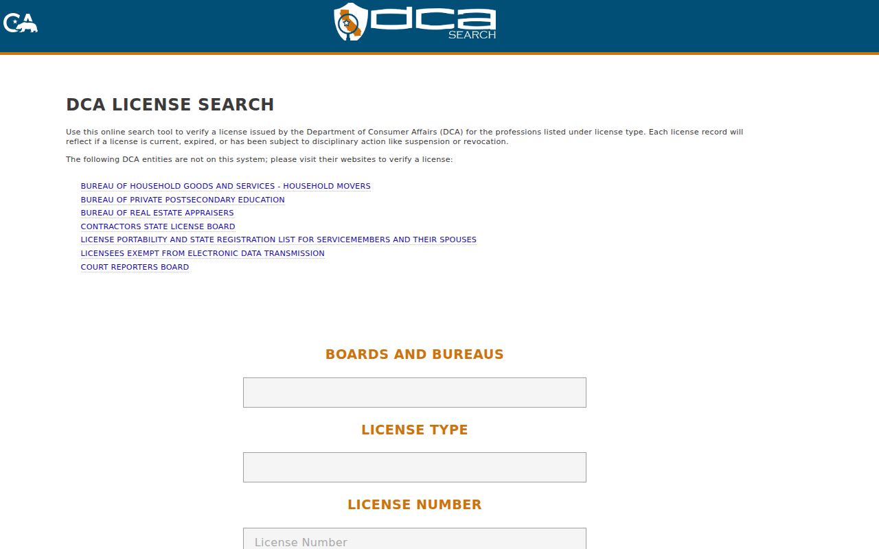 Los Altos public records California professional license search
