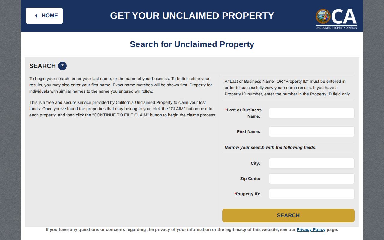Los Altos public records California unclaimed property search